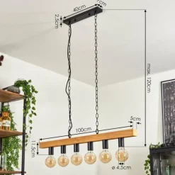 Lampes Vintages & Rétros-hofstein Suspension Cava Écru, Noir, 6 lumières