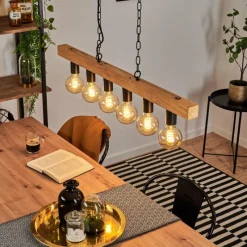 Lampes Vintages & Rétros-hofstein Suspension Cava Écru, Noir, 6 lumières