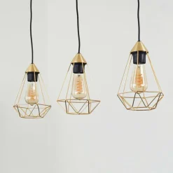Lampes Vintages & Rétros-hofstein Suspension Cenova Laiton, 3 lumières
