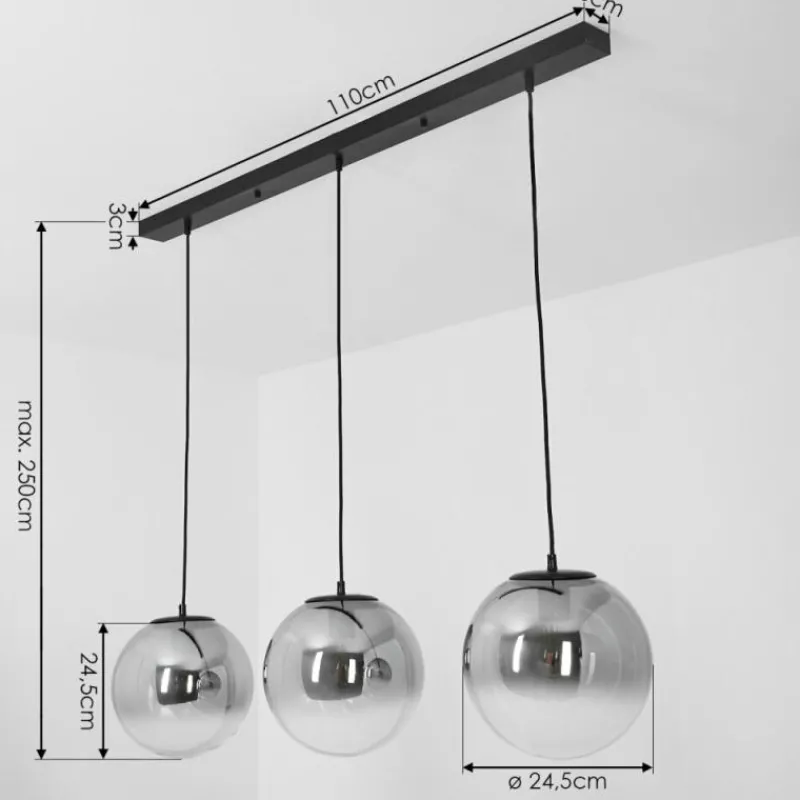 hofstein Suspension Cercado Noir, 3 lumières