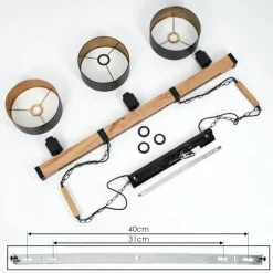 Lampes Dorées-hofstein Suspension Chabian Brun, Couleur bois, Noir, 3 lumières