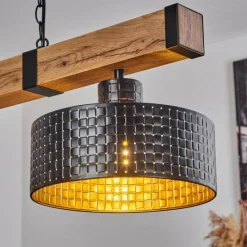 Lampes Dorées-hofstein Suspension Chabian Brun, Couleur bois, Noir, 3 lumières