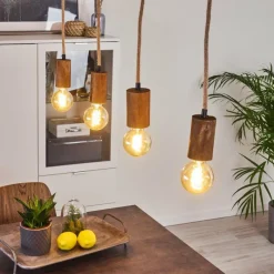 Style Boho-Chic-hofstein Suspension Chapana Brun, Noir, 4 lumières