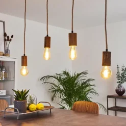 Style Boho-Chic-hofstein Suspension Chapana Brun, Noir, 4 lumières