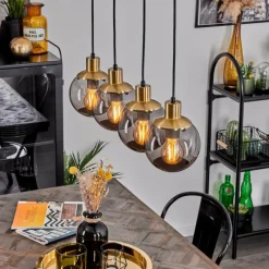 Suspension Verre Fumé-hofstein Suspension Charlet Laiton, 4 lumières