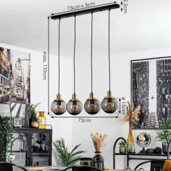 Suspension Verre Fumé-hofstein Suspension Charlet Laiton, 4 lumières