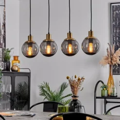 Suspension Verre Fumé-hofstein Suspension Charlet Laiton, 4 lumières