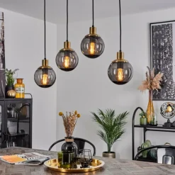 Suspension Verre Fumé-hofstein Suspension Charlet Laiton, 4 lumières