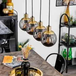 Suspension Verre Fumé-hofstein Suspension Charlet Laiton, 4 lumières