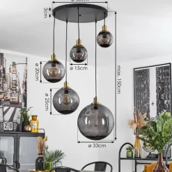 Suspension Verre Fumé-hofstein Suspension Charlet Noir, 5 lumières