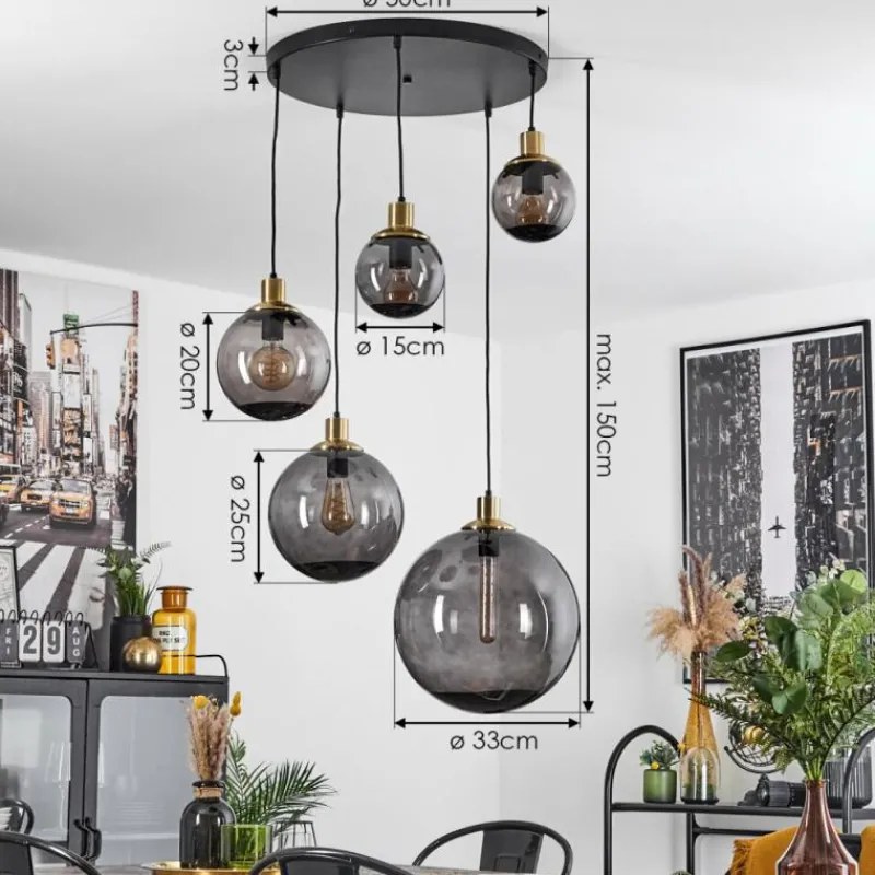 Suspension Verre Fumé-hofstein Suspension Charlet Noir, 5 lumières