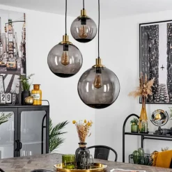 Suspension Verre Fumé-hofstein Suspension Charlet Noir, 3 lumières