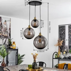 Suspension Verre Fumé-hofstein Suspension Charlet Noir, 3 lumières