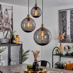 Suspension Verre Fumé-hofstein Suspension Charlet Noir, 3 lumières