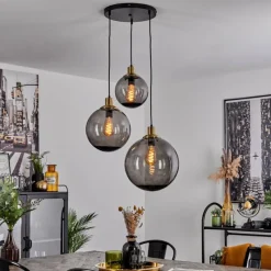 Suspension Verre Fumé-hofstein Suspension Charlet Noir, 3 lumières