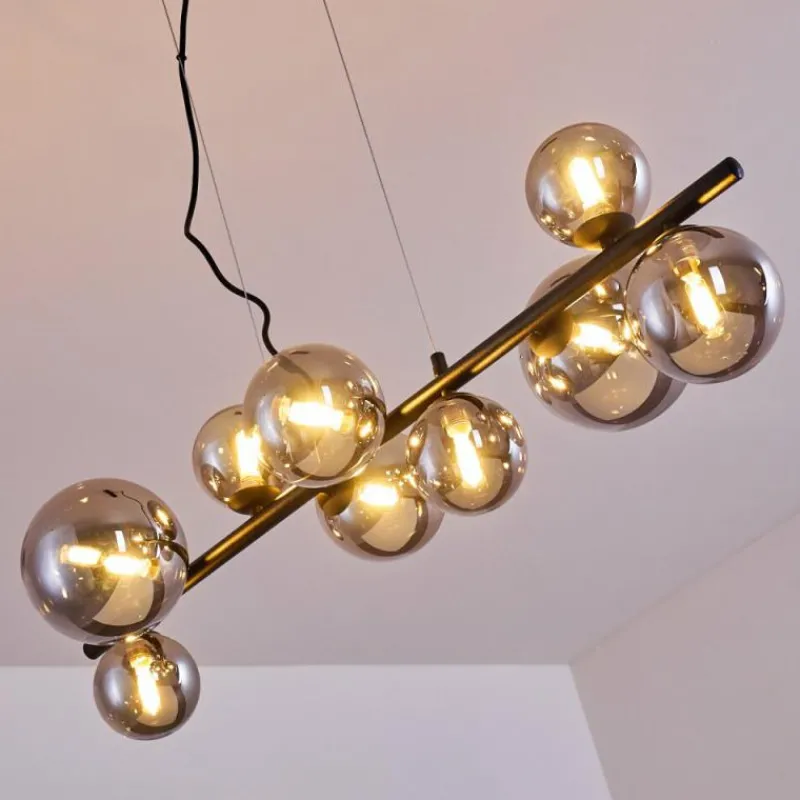 Suspension Verre Fumé-hofstein Suspension Chehalis LED Noir, 9 lumières