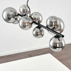 Suspension Verre Fumé-hofstein Suspension Chehalis LED Noir, 9 lumières