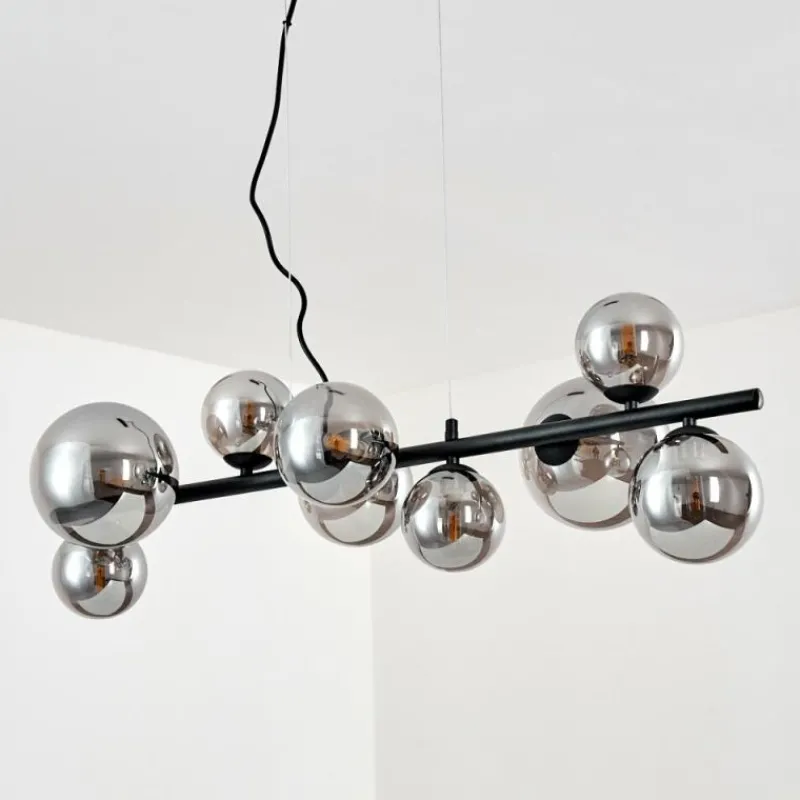 Suspension Verre Fumé-hofstein Suspension Chehalis LED Noir, 9 lumières