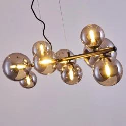 Suspension Verre Fumé-hofstein Suspension Chehalis LED Noir, 9 lumières