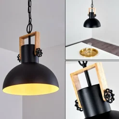 Lampes Vintages & Rétros-hofstein Suspension Chetco Bois clair, Noir, 1 lumière