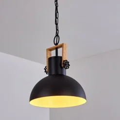 Lampes Vintages & Rétros-hofstein Suspension Chetco Bois clair, Noir, 1 lumière