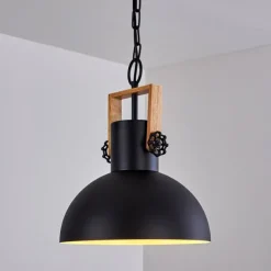 Lampes Vintages & Rétros-hofstein Suspension Chetco Bois clair, Noir, 1 lumière