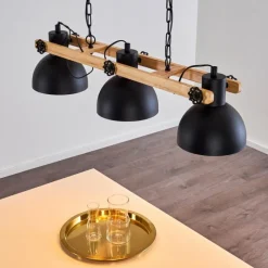 Lampes Industrielles-hofstein Suspension Chetco Bois clair, Noir, 3 lumières