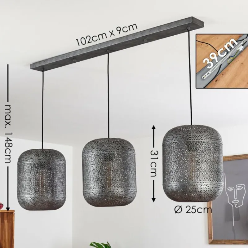 hofstein Suspension Chidu Gris, 3 lumières
