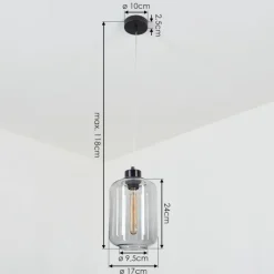 Suspension Verre Fumé-hofstein Suspension Chiedent Noir, 1 lumière