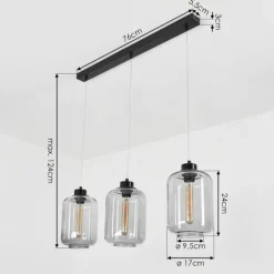 Suspension Verre Fumé-hofstein Suspension Chiedent Noir, 3 lumières