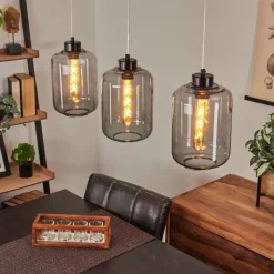 Suspension Verre Fumé-hofstein Suspension Chiedent Noir, 3 lumières