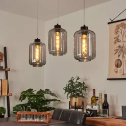 Suspension Verre Fumé-hofstein Suspension Chiedent Noir, 3 lumières