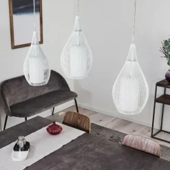 hofstein Suspension Chipoc Blanc, 3 lumières