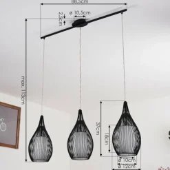 hofstein Suspension Chipoc Noir, 3 lumières