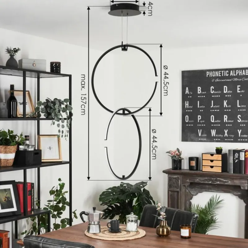 hofstein Suspension Chlak LED Noir, 2 lumières, Télécommandes