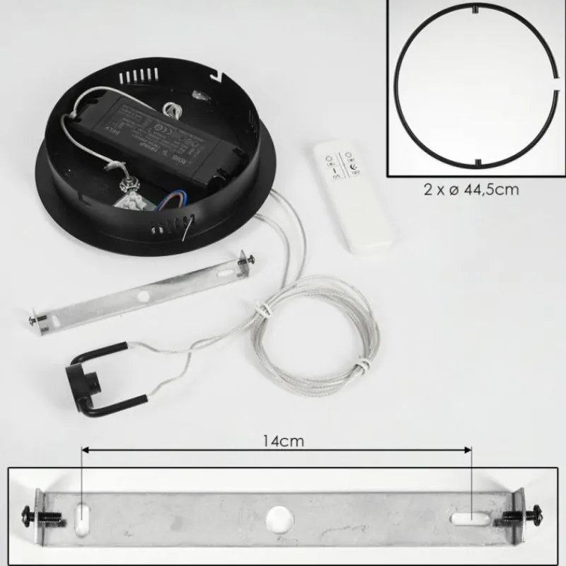 hofstein Suspension Chlak LED Noir, 2 lumières, Télécommandes