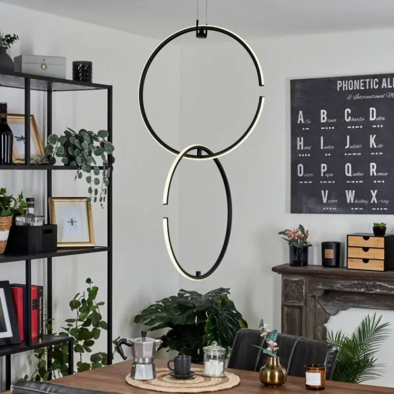 hofstein Suspension Chlak LED Noir, 2 lumières, Télécommandes