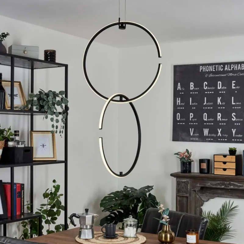 hofstein Suspension Chlak LED Noir, 2 lumières, Télécommandes