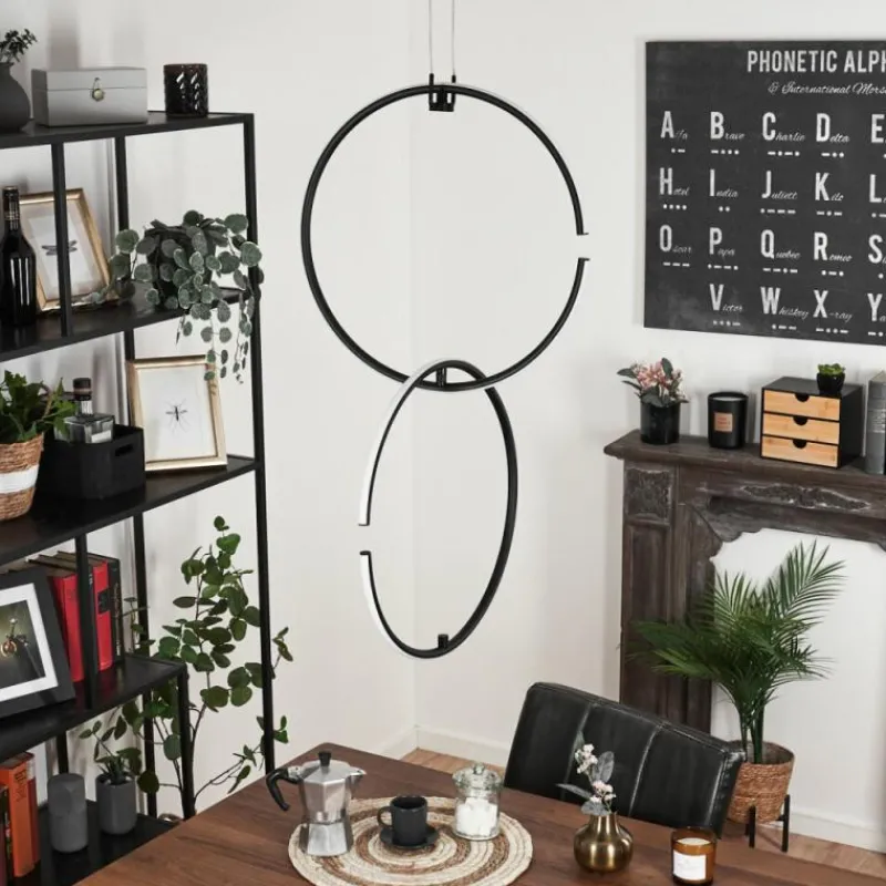 hofstein Suspension Chlak LED Noir, 2 lumières, Télécommandes