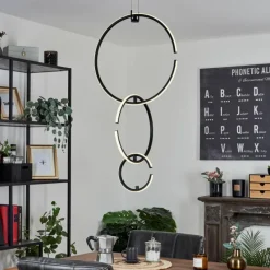 hofstein Suspension Chlak LED Noir, 3 lumières, Télécommandes
