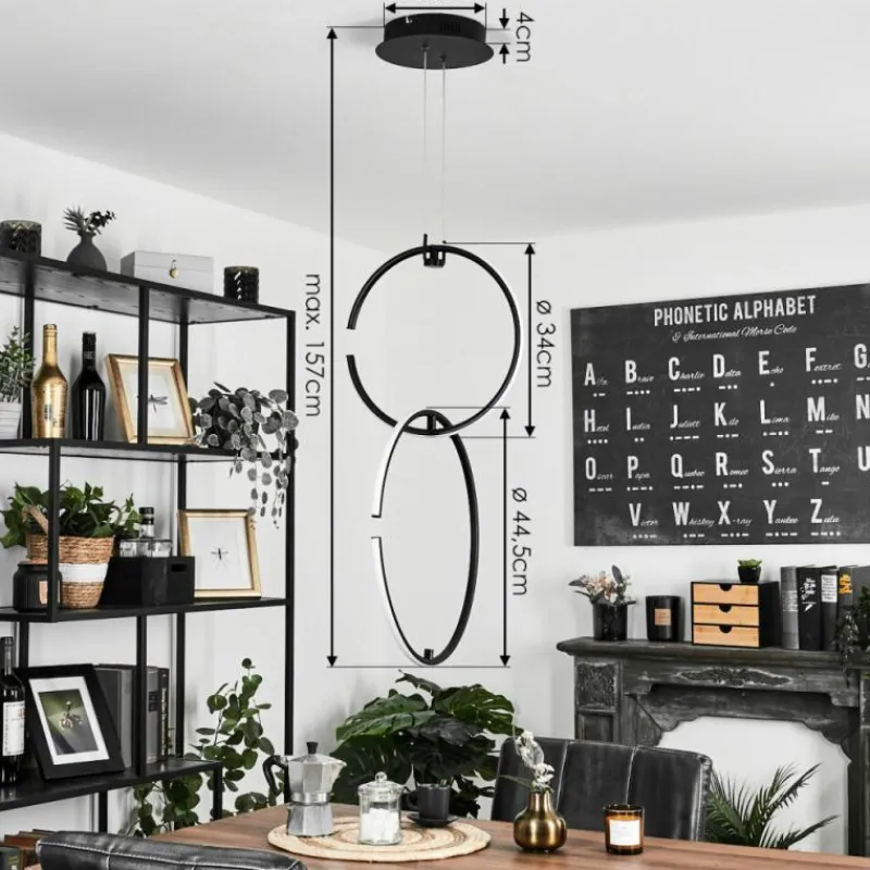 hofstein Suspension Chlak LED Noir, 2 lumières, Télécommandes