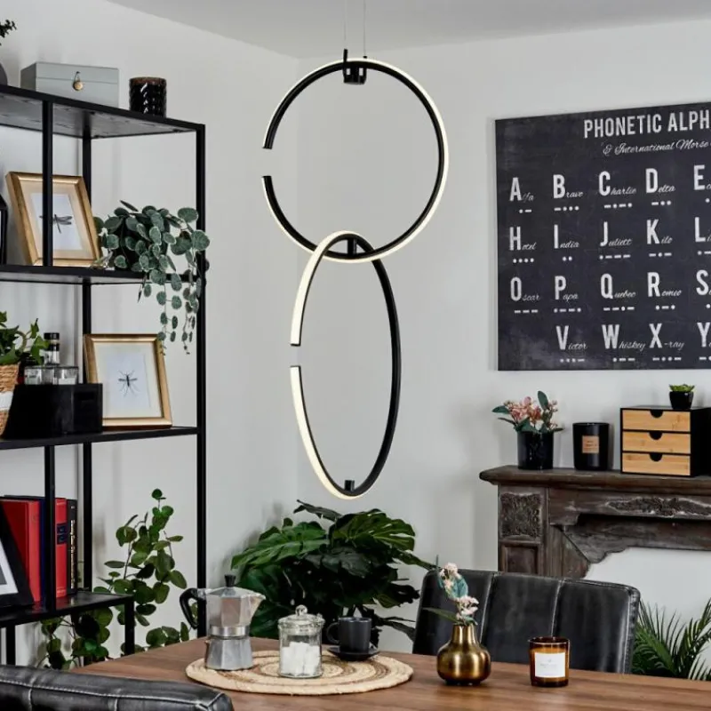 hofstein Suspension Chlak LED Noir, 2 lumières, Télécommandes