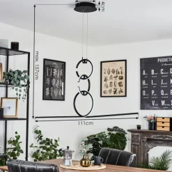 hofstein Suspension Chlak LED Noir, 3 lumières, Télécommandes