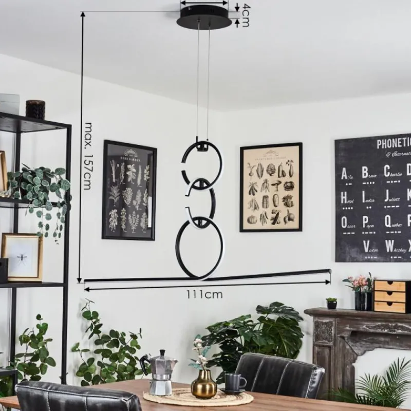 hofstein Suspension Chlak LED Noir, 3 lumières, Télécommandes