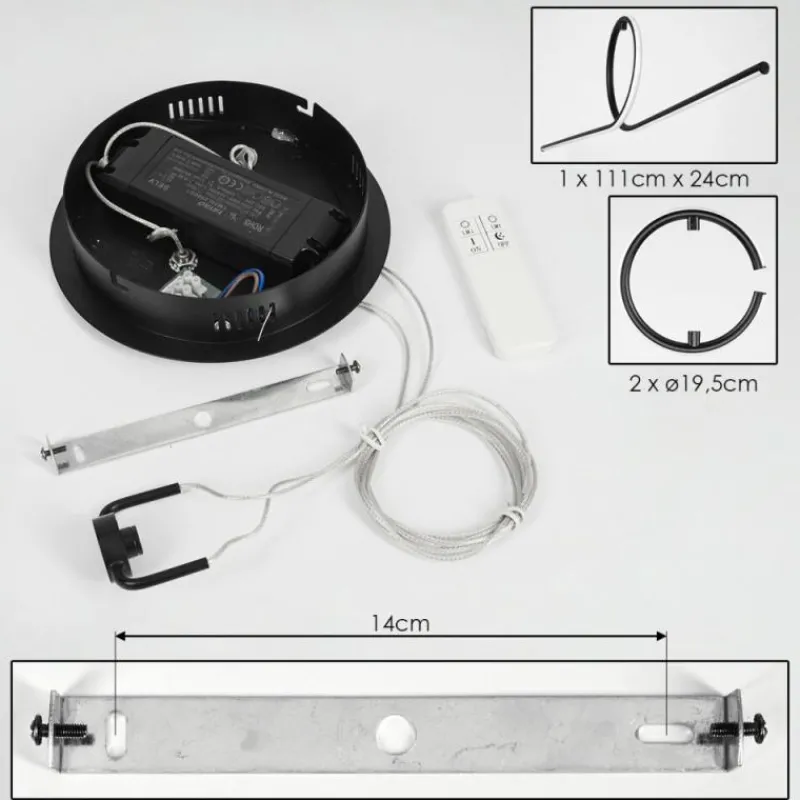 hofstein Suspension Chlak LED Noir, 3 lumières, Télécommandes