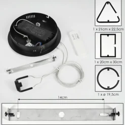 hofstein Suspension Chlak LED Noir, 3 lumières, Télécommandes* Éclairage Led