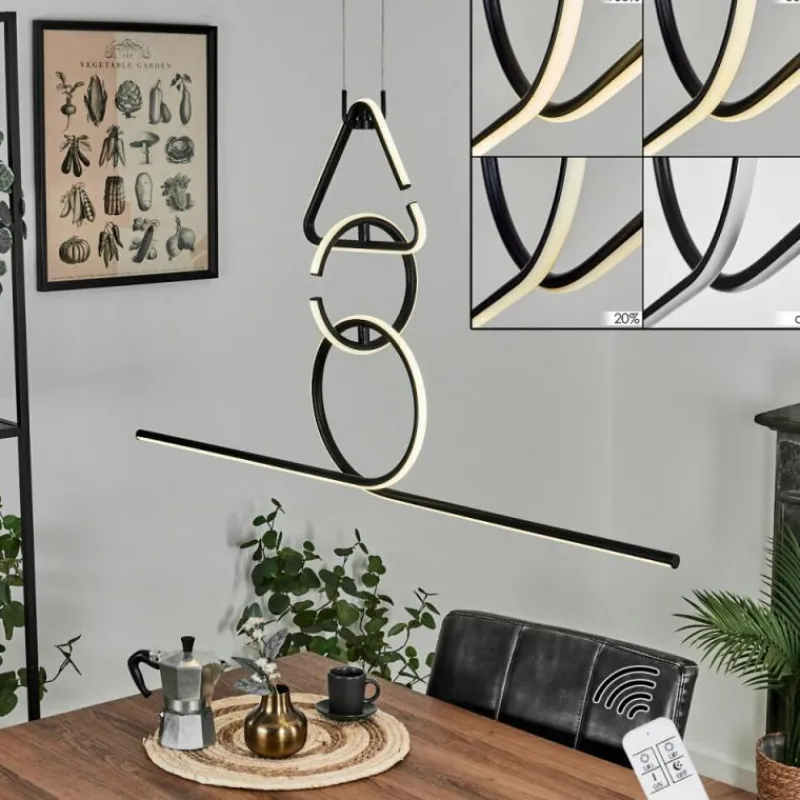 hofstein Suspension Chlak LED Noir, 3 lumières, Télécommandes