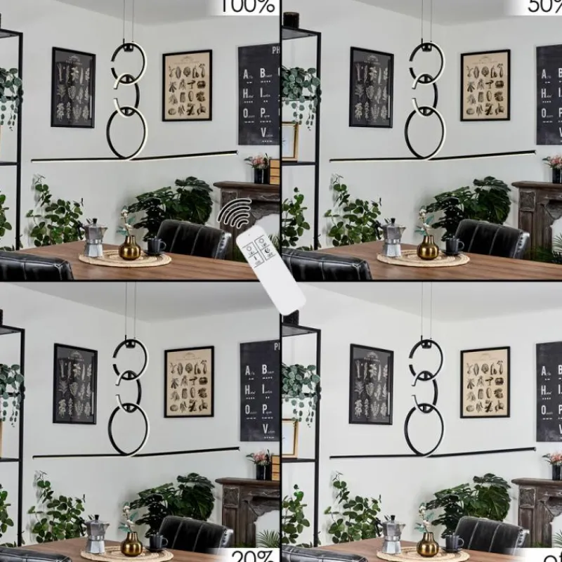 hofstein Suspension Chlak LED Noir, 3 lumières, Télécommandes