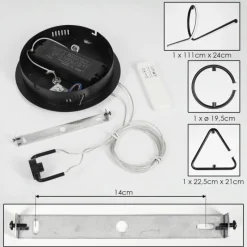 hofstein Suspension Chlak LED Noir, 3 lumières, Télécommandes