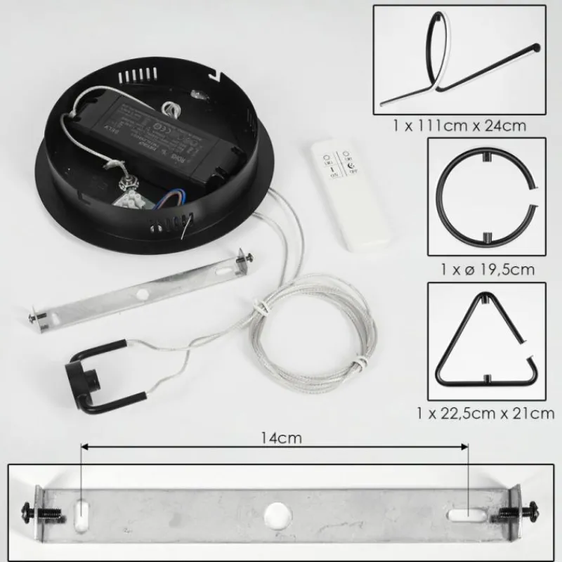 hofstein Suspension Chlak LED Noir, 3 lumières, Télécommandes